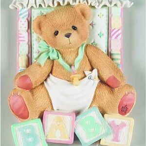 Enesco Pastel Bear with BABY Blocks - Brown, Pink, Mint, Yellow, White